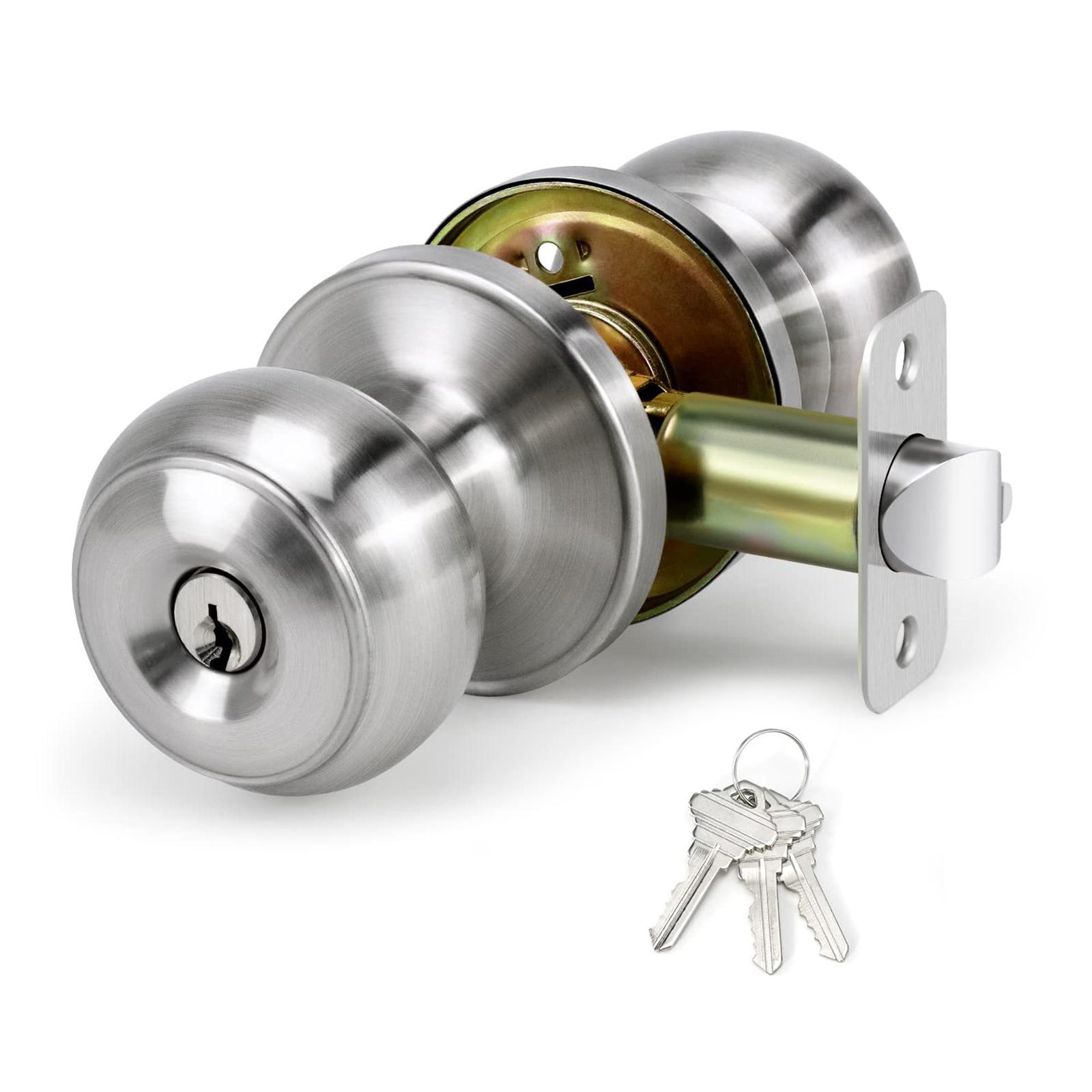 

Round Shaped Entrance Lock Doorknob Zinc Alloy Door Knobs Knobset Metal Handle Knob with Key Interior Door Handles серебряный