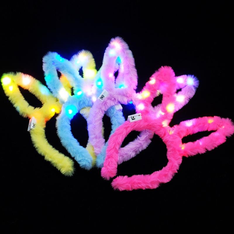 14 Lamp Plush Stall Hair Accessories Rabbit Ears Luminous Headband Cute Scenic Night Market Stall