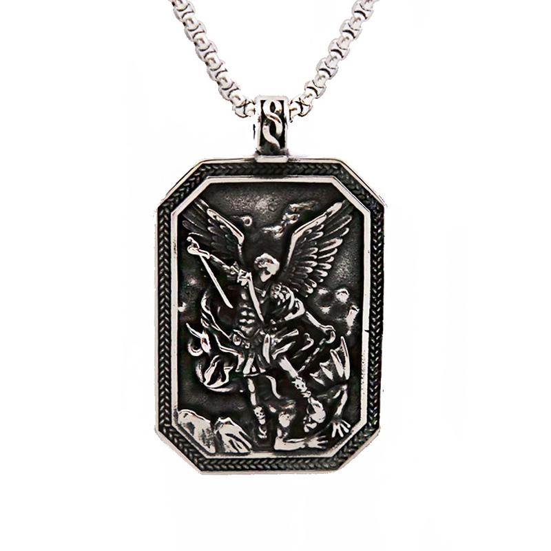 Trendy Simple Ancient Greek God of War Pendant Popular Charms Stainless Steel Angel Wings Shield Necklace Mens Jewelry