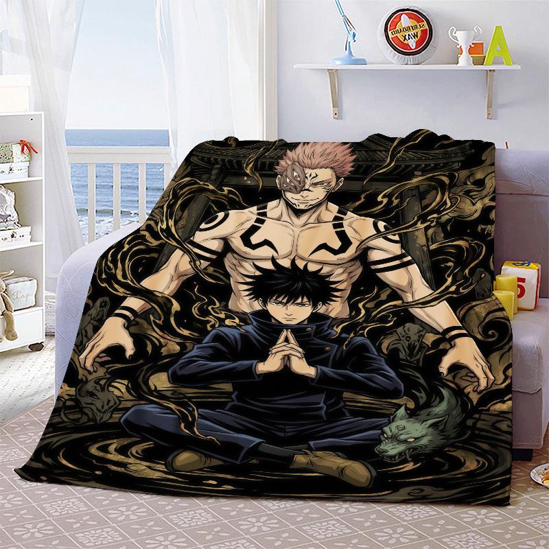 Coperta Anime Jujutsu Kaisen in Flanella Morbida Calda Leggera per Letto Divano Accogliente Decorazione Casa -QJY
