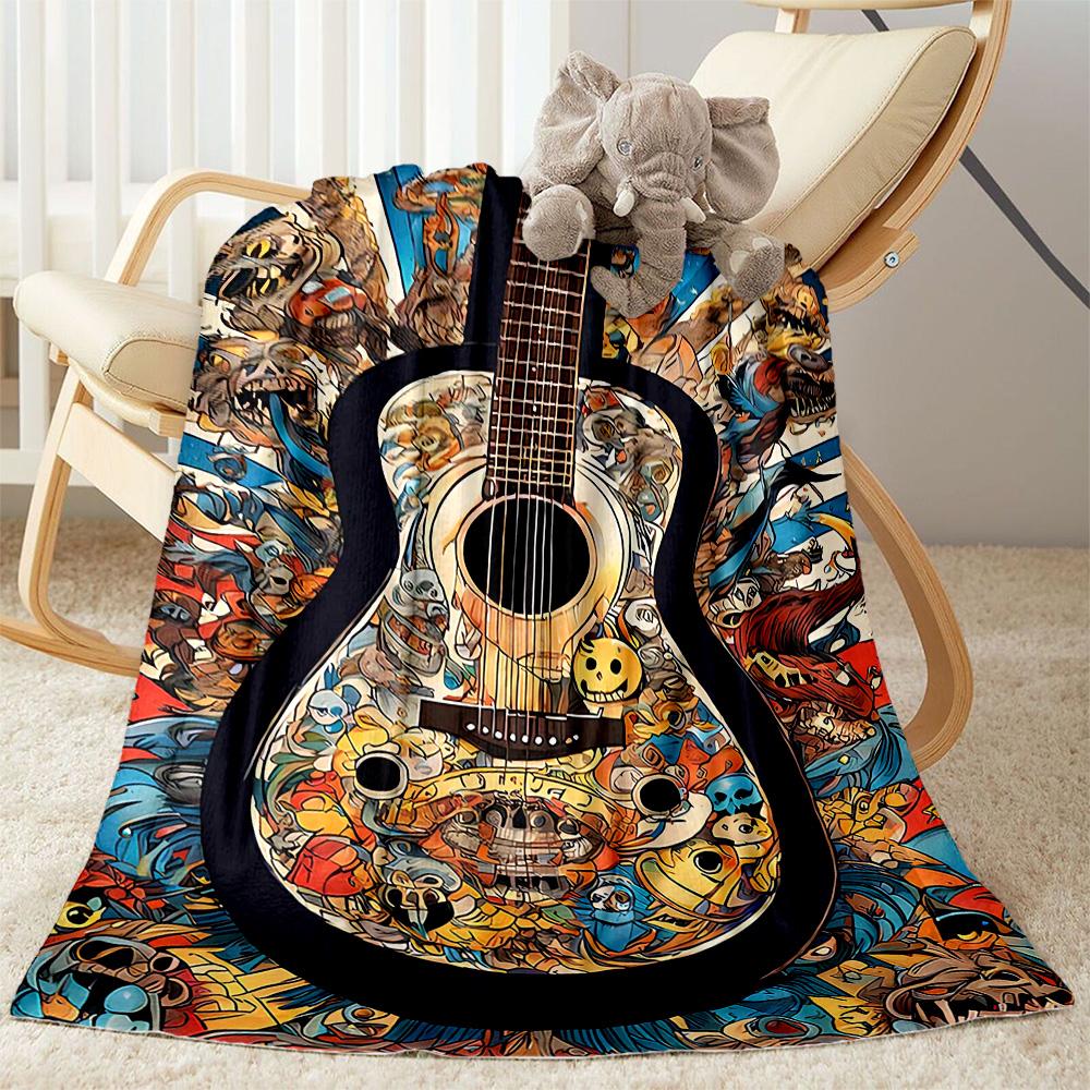 Guitar Blanket Soft Warm Cozy Perfect for Sofa Office Office Chair for All Occasions Modern Unique Gift for Family and Friends Camping