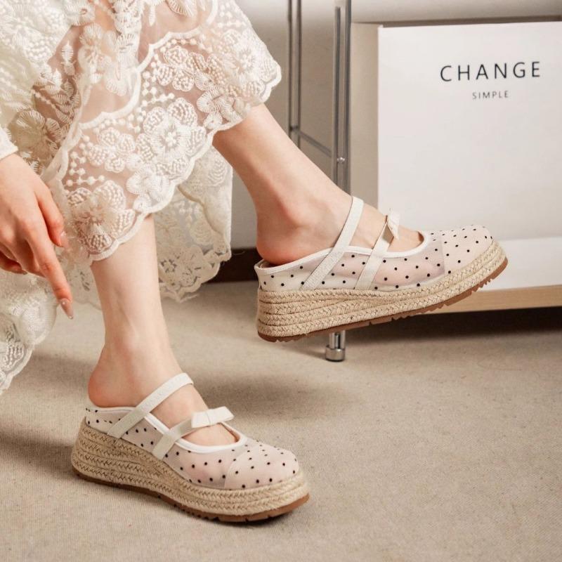 New Mesh Thick-soled Wedge Sandals Women's Summer Wear Is Beautiful, One-pedal Bag Head Heightening Cool Slippers