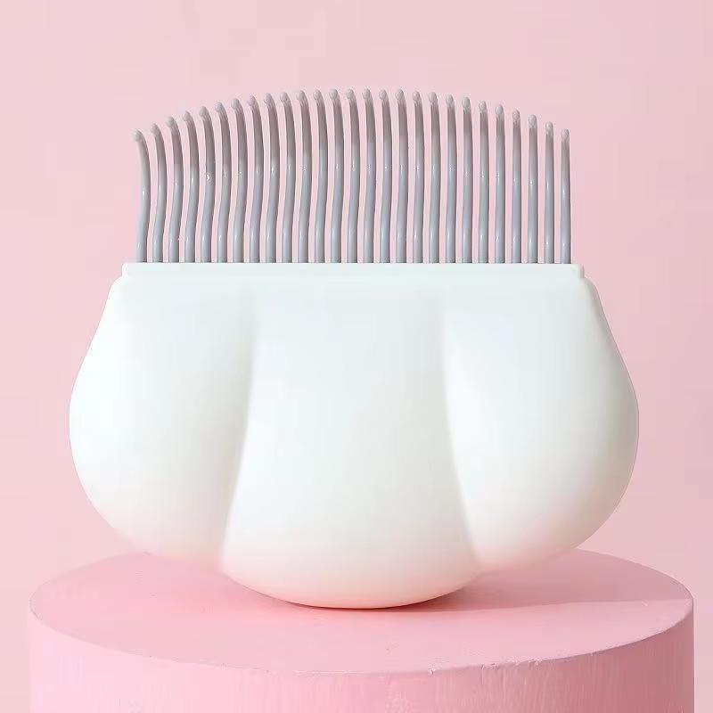 

Pet Cat Hair Brush Beauty Removal Floating Hair Comb Brush Shell Shape Self-Cleaning Massage Comb Dog Cat Comb белый