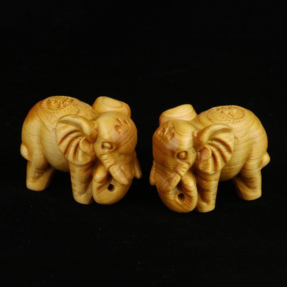 Car Ornament Wooden Craft Wood Elephant Figurines Mini Animals Statue Chakra Healing Lucky Charm