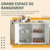 Kitchen island trolley with 2 stools drop-leaf worktop 2 cupboards with 4 doors modern design white