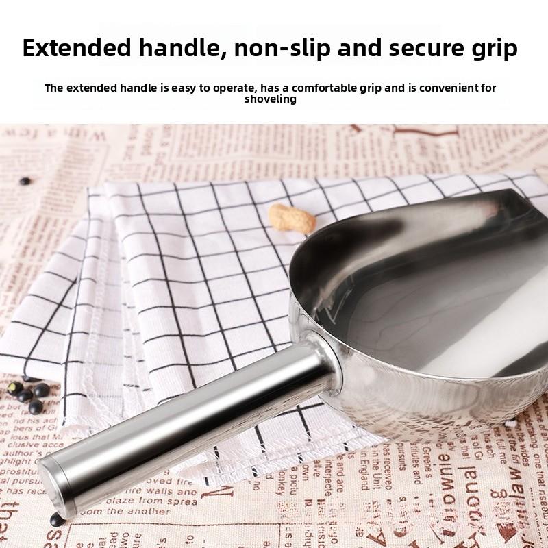 1pc Ice Scoop Stainless Steel Multiuse Scoop for Flour Rice Tea Popcorn Feed Nuts Commercial Kitchen Gadget
