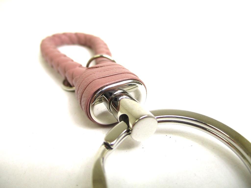 Authentic BOTTEGA BENETA Intrecciato Beige pink Leather Silver H/W Key Chain Key Holder #a328  Refurbished