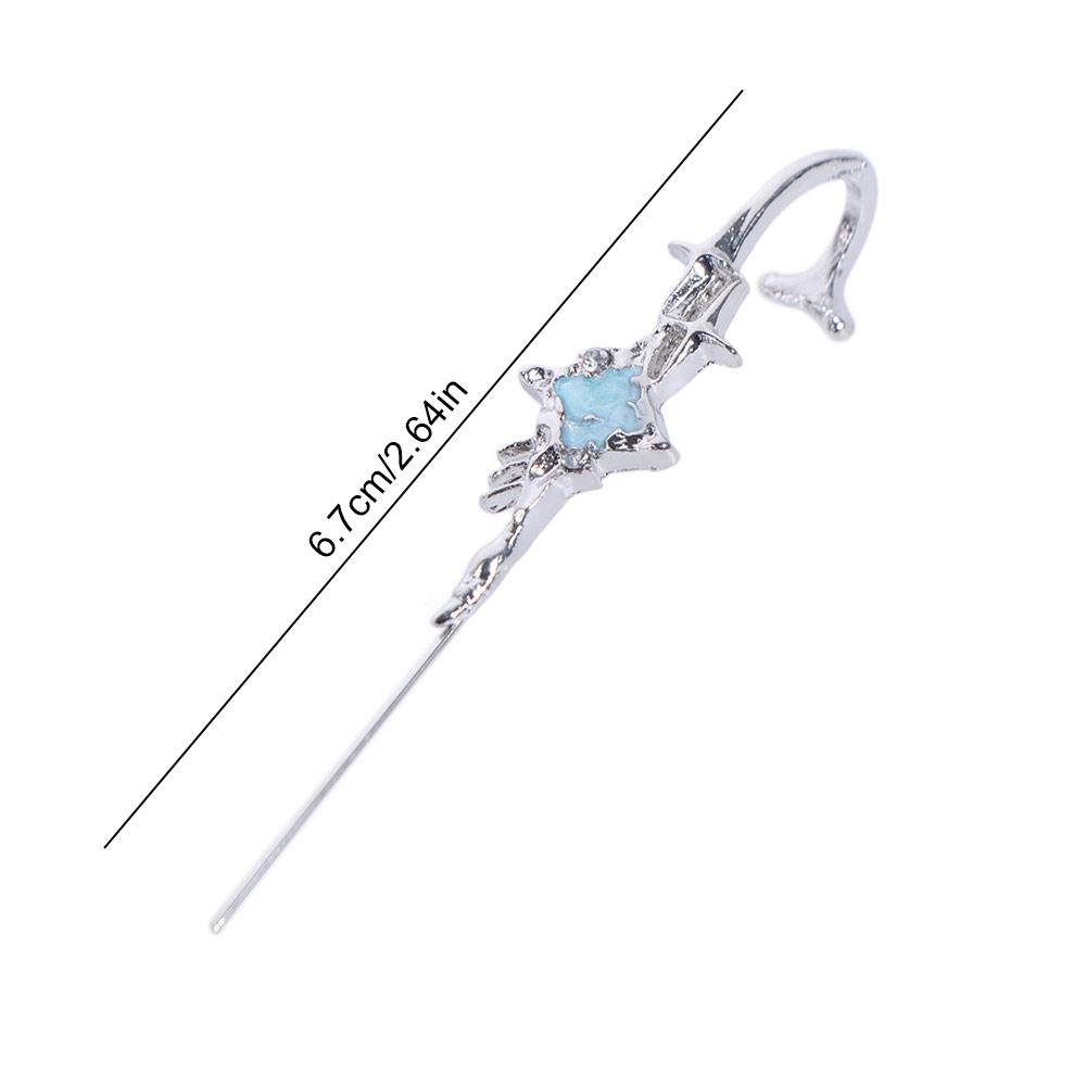 Temperament Four-Pointed Star Earrings Punk Metal Piercing Ear Bridge Front and Back Earrings  Girl