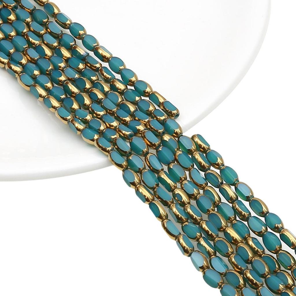 Oval Faceted Gold-Edged Glass Crystal Rice Beads for Jewelry Making
