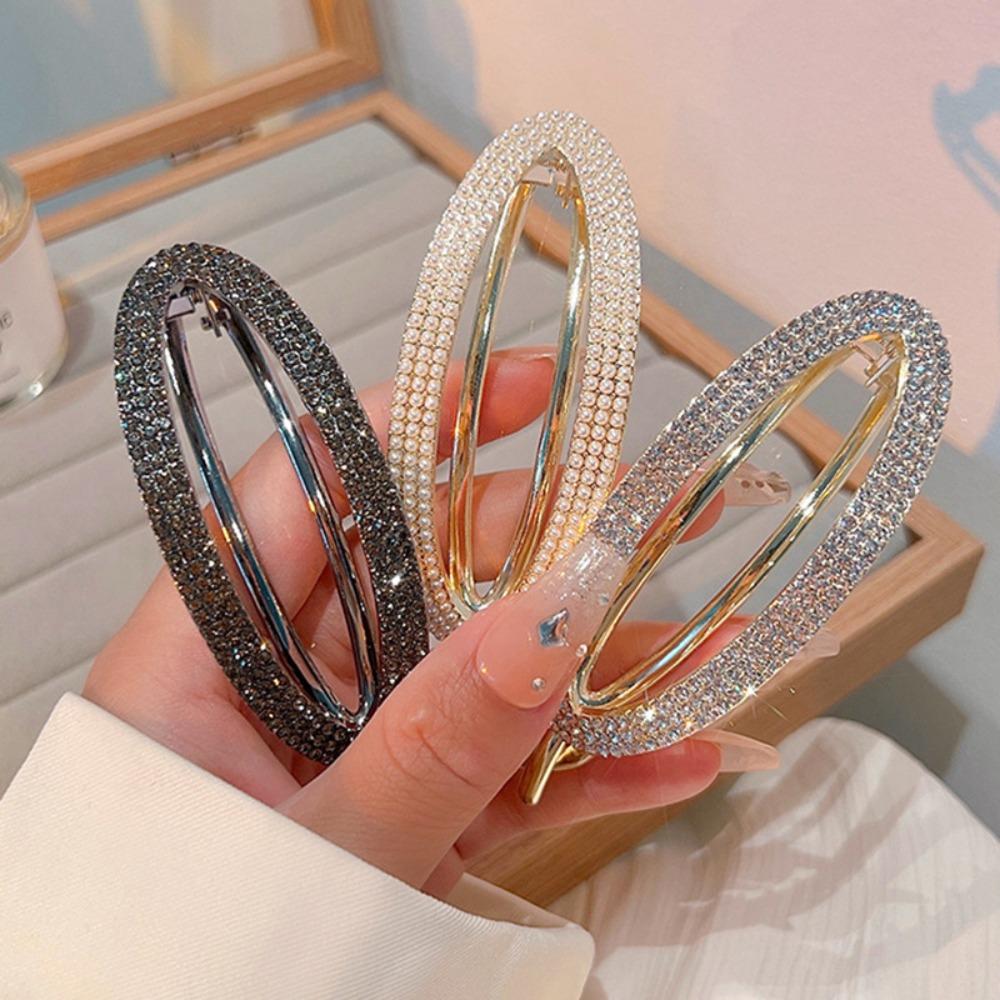 Diamond Inlay Women Girls Hair Clips Metal Hair Accessories Barrettes Ponytail Holder Hairpins