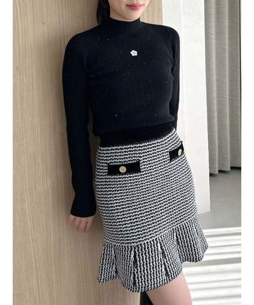 x Tweed knit skirt LWNS245092BLKF [LILYBROWN MARYQUANT]