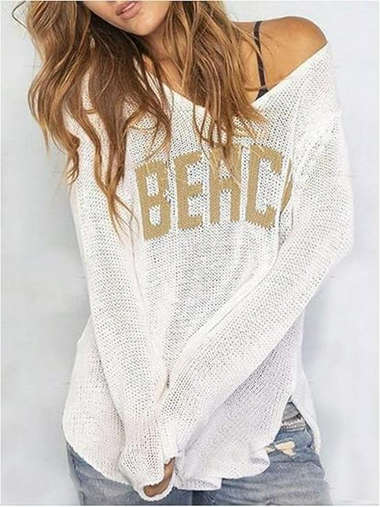 New V-Neck Letter Knitwear for Women - Spring/Summer Collection