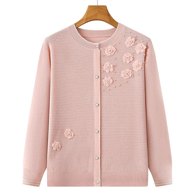 2025 New Style Grandma's Knitwear: Spring & Autumn Long Sleeve Pullover for Middle-Aged & Elderly Women