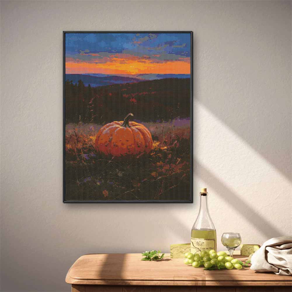 5D Diamond Painting Kit Autumn Pumpkin Sunset Full Drill Canvas Art DIY Rhinestone Craft for Modern Wall Decor
