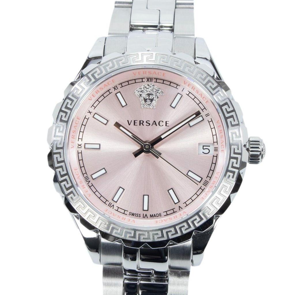Used Working Item Like New Versace Watch Quartz Ladies Helenium Pink Greca Pattern Medusa Swiss Made Beautiful Rare