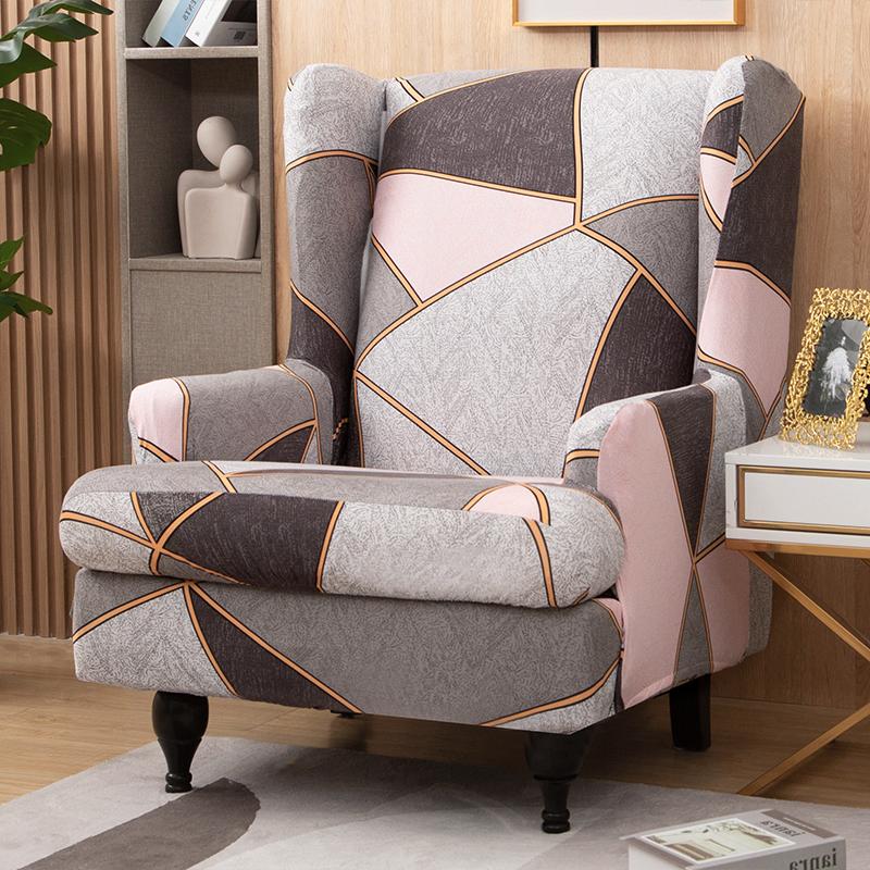 Wingback Chair Slipcover 2 Pieces/set Stretch Sofa Cover Armchair Cover Couch Furniture Protector Elastic Bottom for Living Room
