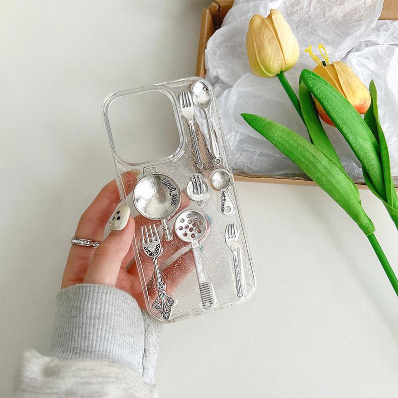 

Simulation Of Small Kitchen Utensils, Knives And Forks, Mobile Phone Case For Iphone15Promax Epoxy Apple 17 Premium Internet Celebrity 16 iPhone 7/8/SE 2020