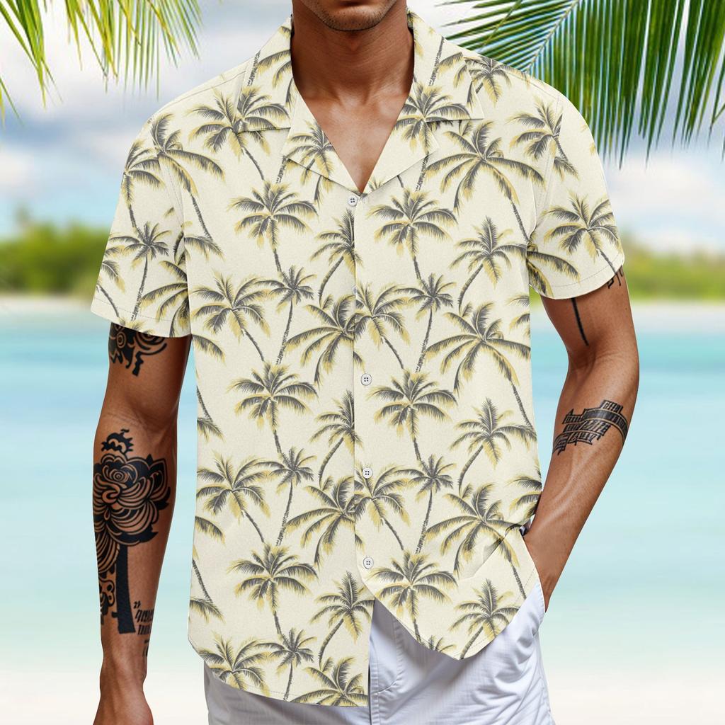 Hawaiian Shirt For Men, Men's Vintage Button Down Bowling Shirts Short Sleeve Summer Beach Shirt