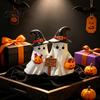 Halloween Mantel Countertop Decor Ghost Figurine, Cute Spooky Resin Statue with Retro Table Decorations Witch Hat for Table, Tiered Tray, Kitchen,