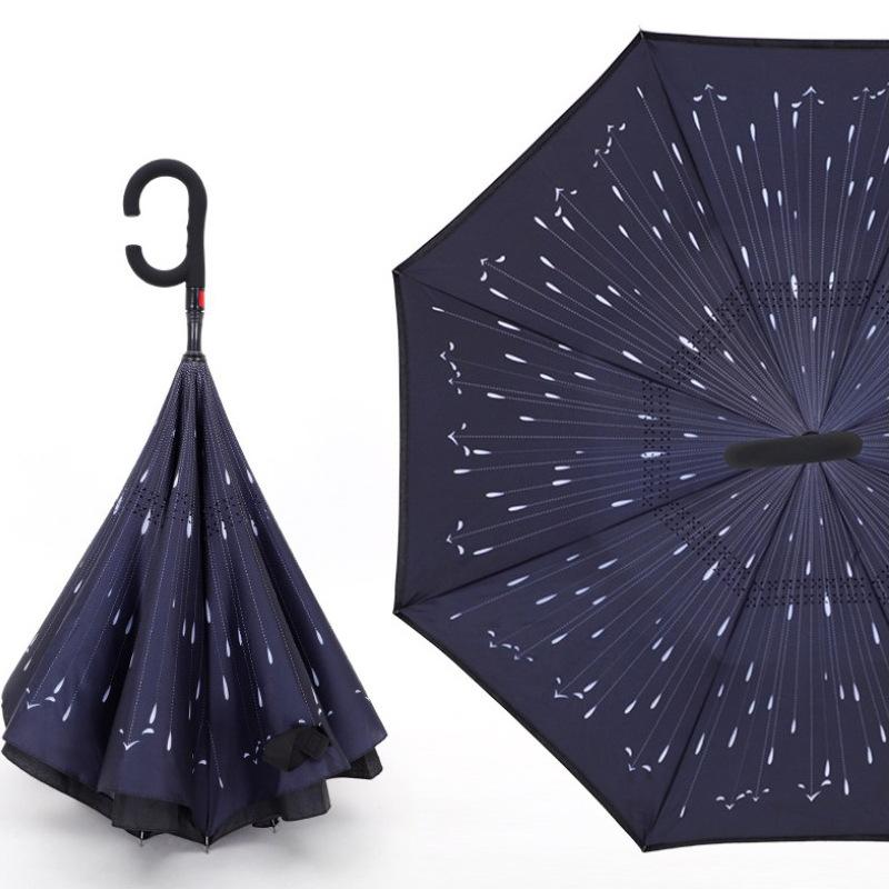 Automatic reverse umbrella straight rod long handle double-layer umbrella car umbrella large double reflective umbrella wind-resistant reinforcement
