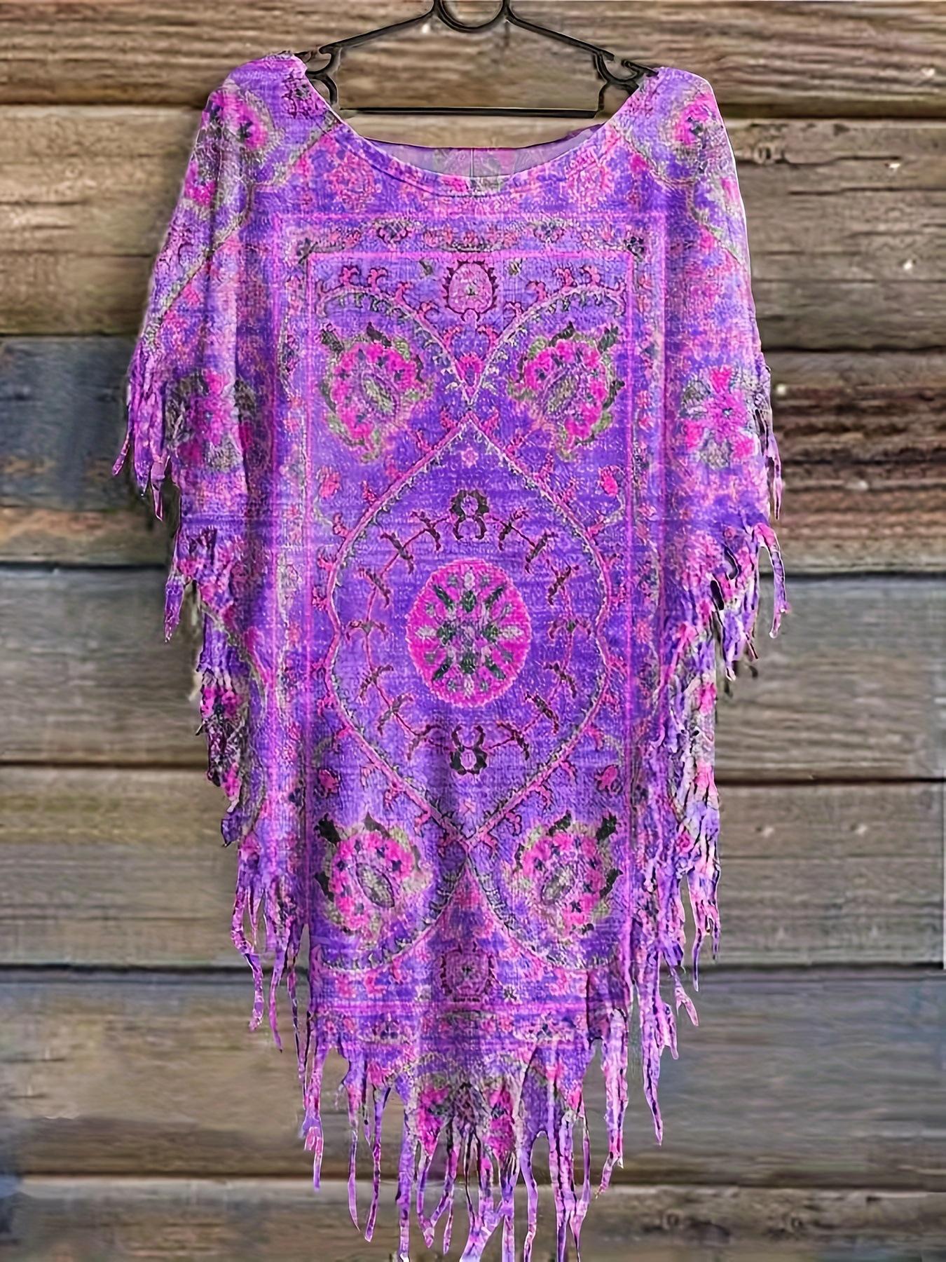 2025 Women s Tie-dye Ethnic Style Casual Top 5XL
