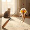 Artificial Insect Cat Teaser Stick Accessories Brown Feather Replacement Head Kitten Pet Toy Wand