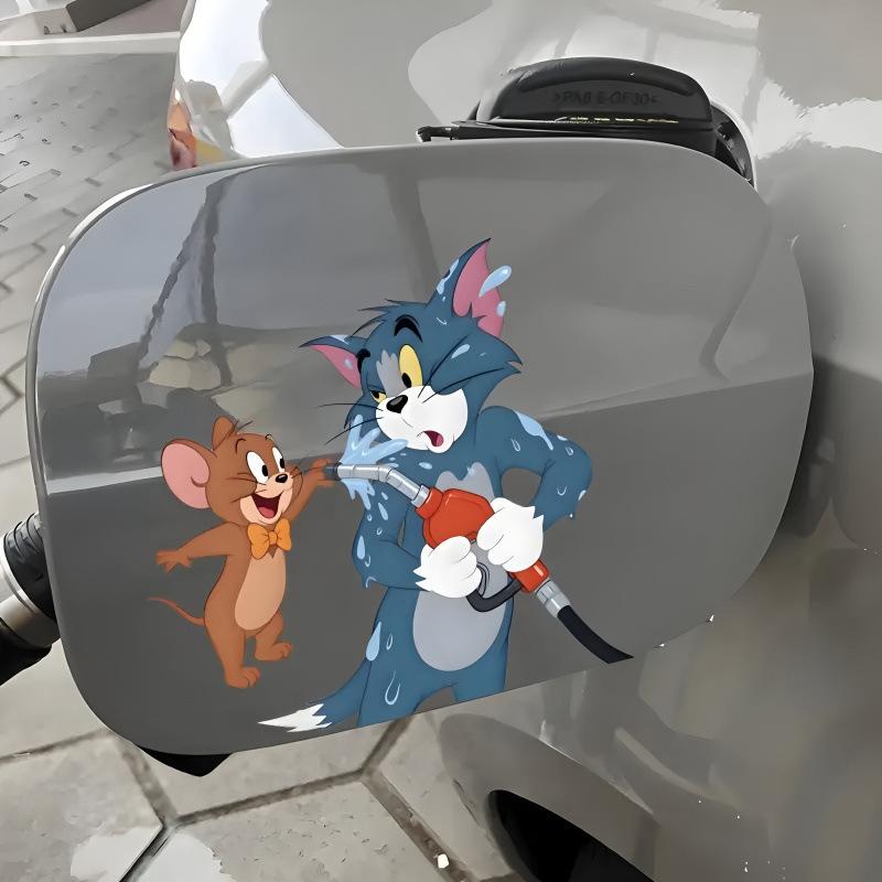 Adesivo Scatola Tappo Olio Auto Cartone Animato Tom & Jerry - Design Carino Transfrontaliero per Decorazione