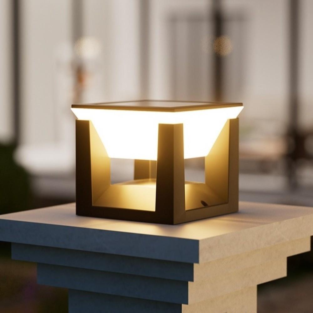 Waterproof Solar Powered Column Lights Efficient 3 Lighting Modes Solar Post Lights Atmosphere Outdoor Pillar Lamp