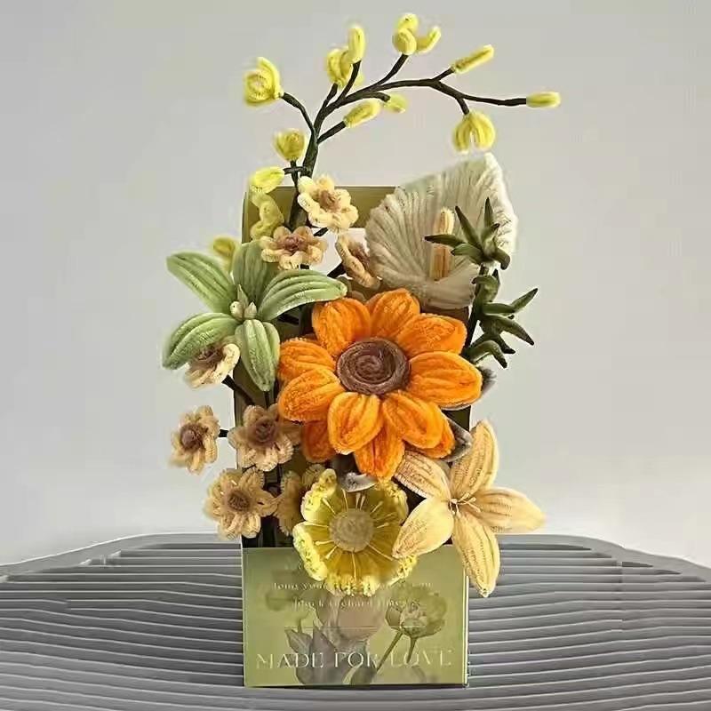 Twisty-Branch Bouquet Sunflower Flower Box Handwoven DIY Craft Kit Tulip Mothers Day Gift Ornament Ages 7-14