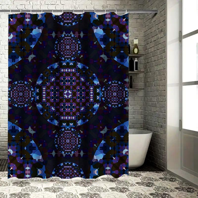 Stylish Blue Purple Geometric Shower Curtain Bath Decor for Home Bathroom