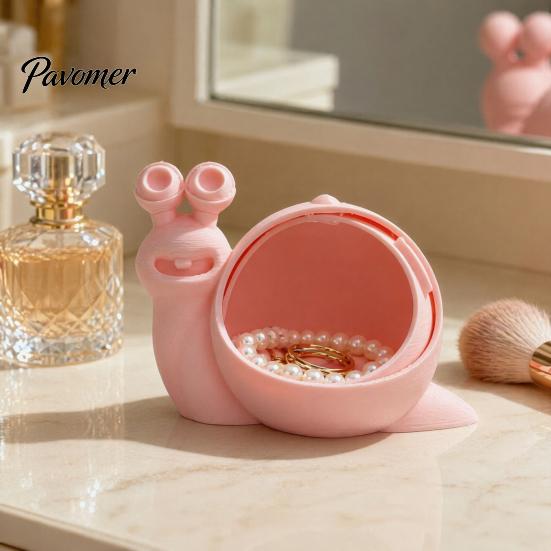 Snail Shaped Storage Box Cute Box, 3D Printed Novelty Ornament, Trinket Small Jewelry Holder with Lid, Fun Desk Organizer for Hair Ties Matte Texture