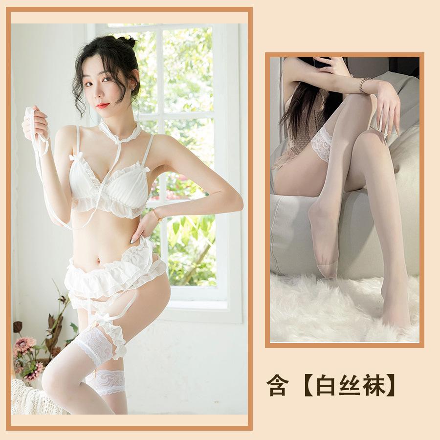 Sexy Lingerie Cute Princess Garters Sexy Three-point Suit Seduction Chiffon Split Cute Slave Girl