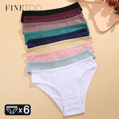 6 TEILE/SATZ Damen Baumwolle Höschen Sexy Weiche Gestreifte Unterhose Einfarbig Slips Weibliche Bequeme Stretch Dessous M-XL