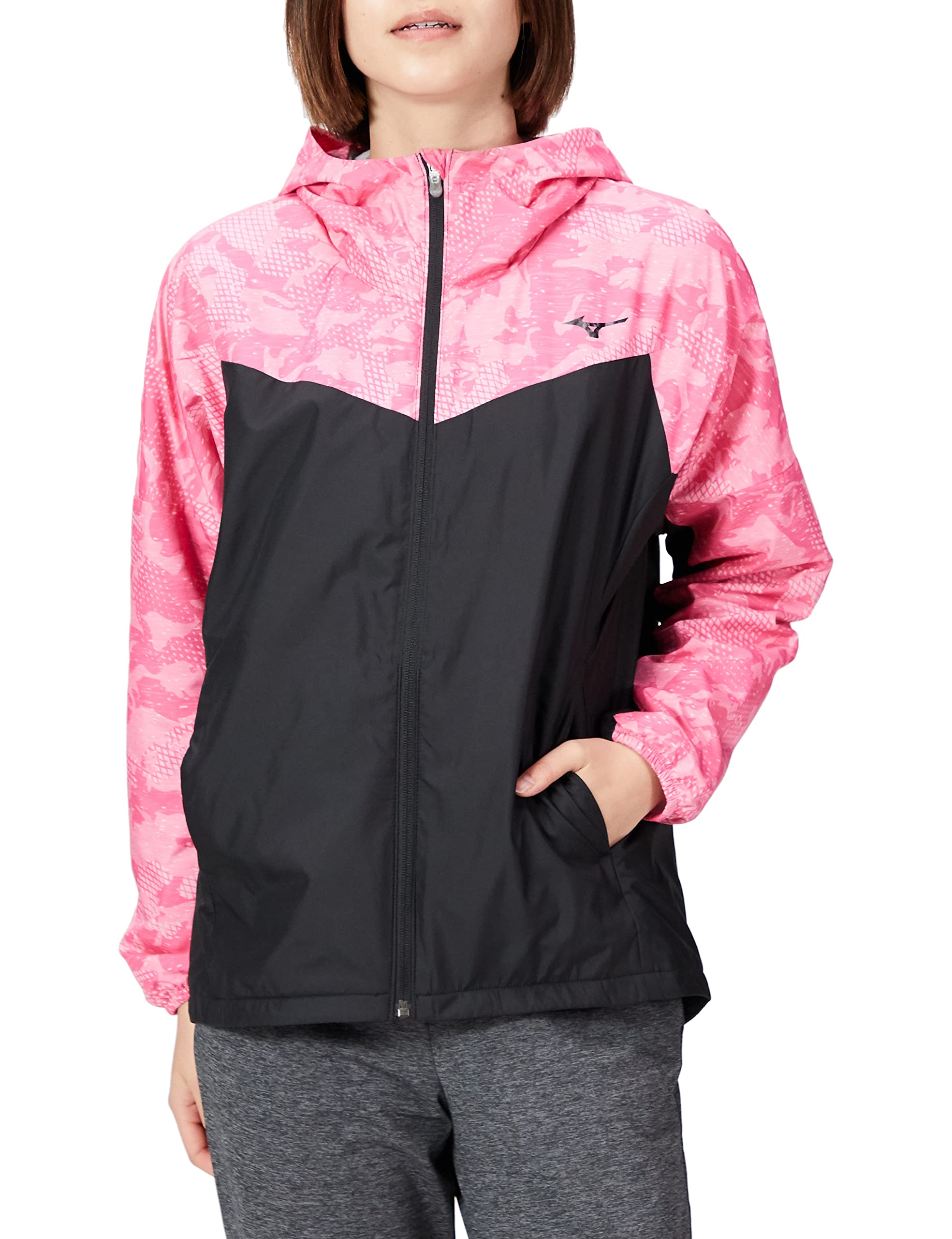 

Mizuno Breath Thermo Warmer Training Cold Weather XL Jacket, Moisture-Wicking, Heat-Generating, Protection, Women s, 32ME1831, Black/Pink,