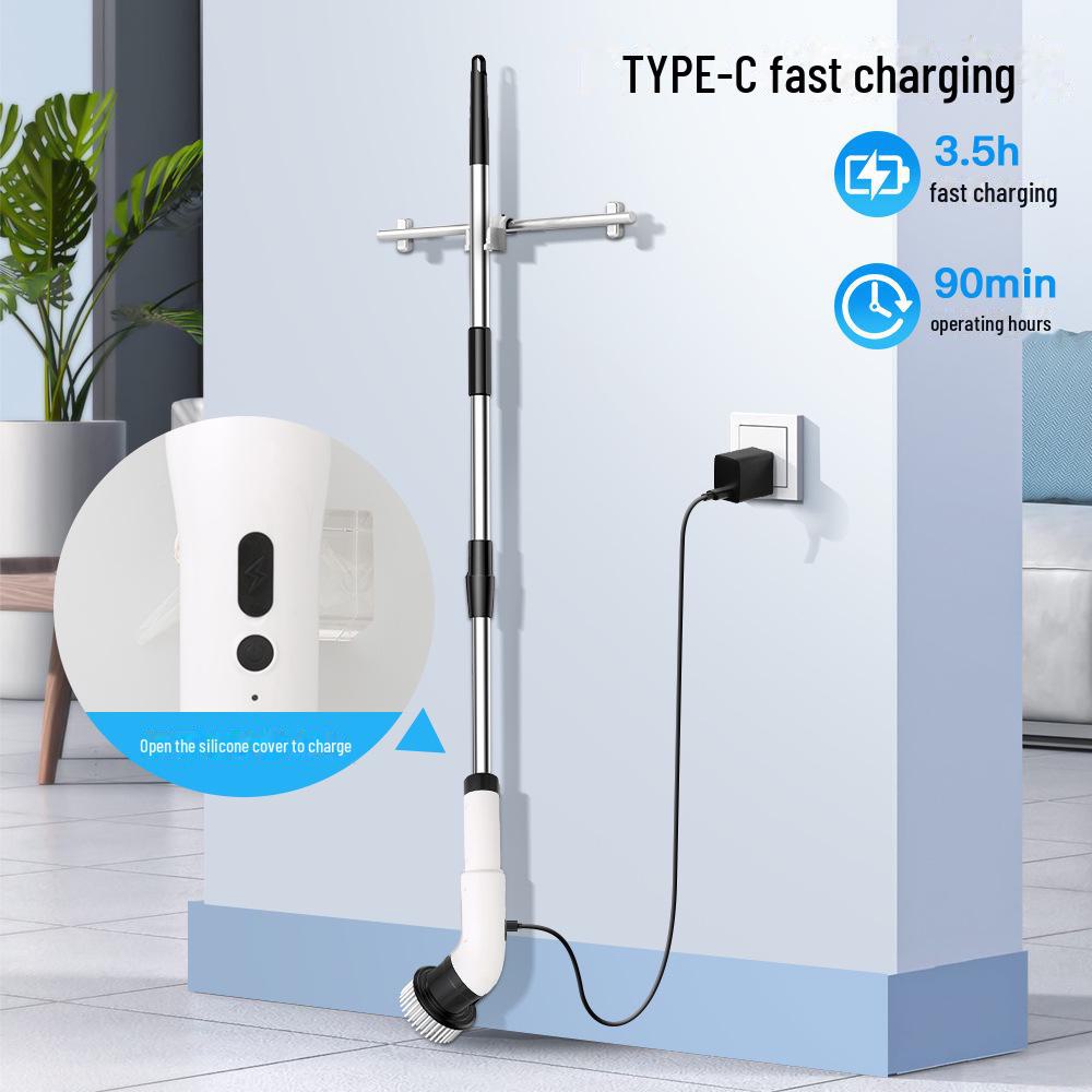 Expandable Long-Handle Electric Cleaning Brush for Kitchen, Bathroom, and Toilet