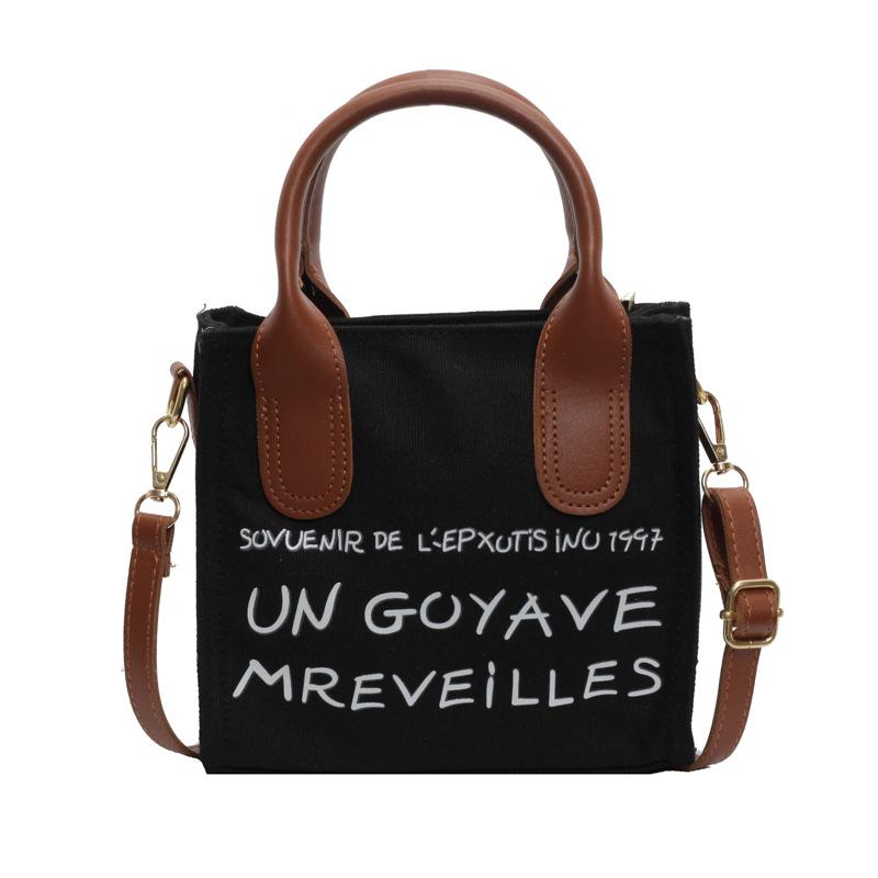 Canvas small bag 2025 new Korean student fashion messenger handbag letter printing shoulder small square bag