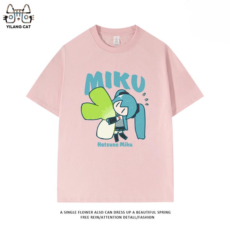 Hatsune Miku secondary pattern T-shirt summer men and women high quality 100% cotton T-shirt casual Harajuku loose T-shirt