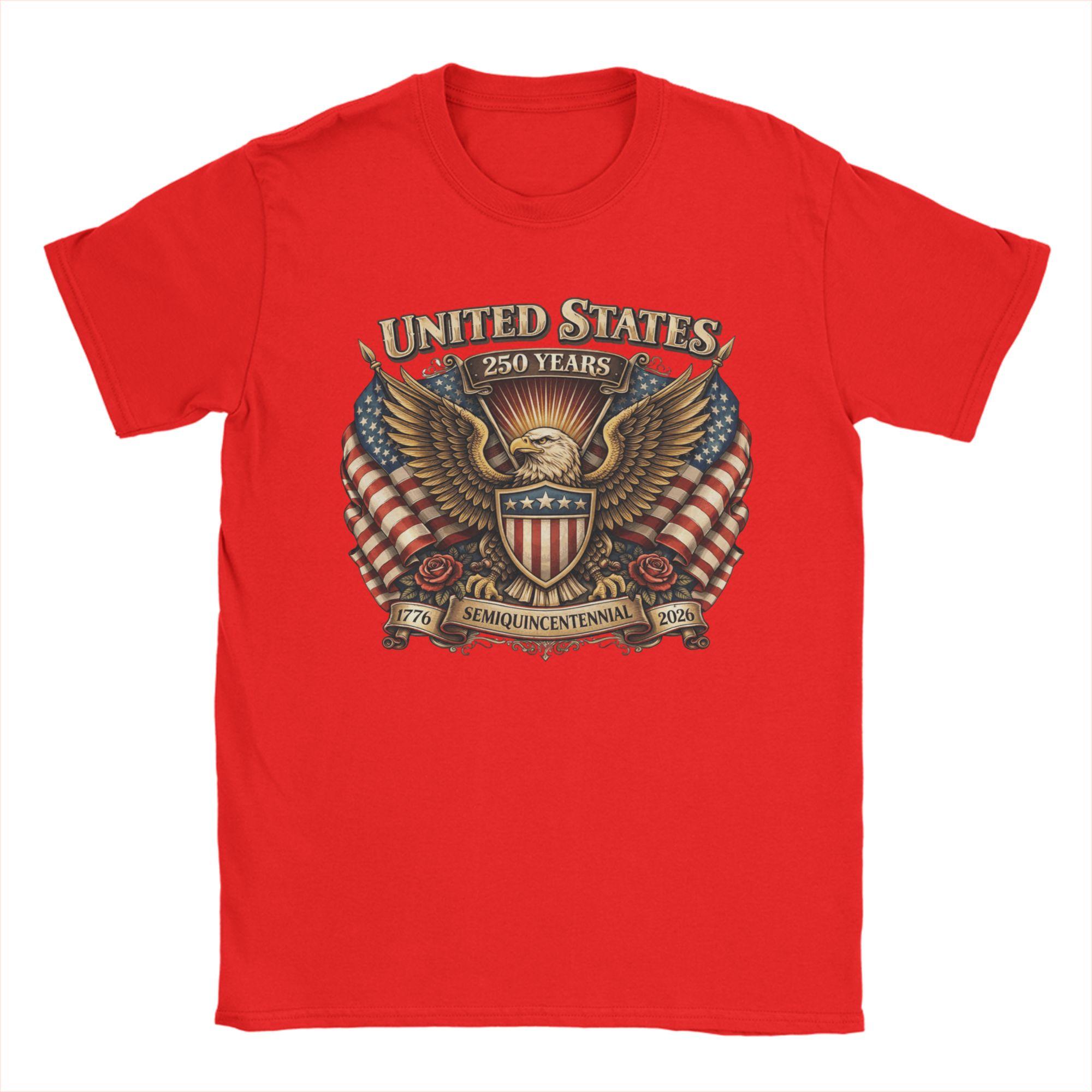 

United States Years Semiquincentennial Eagle T Shirt Summer Cotton T Shirts For Couple Hipster Print Tshirt S