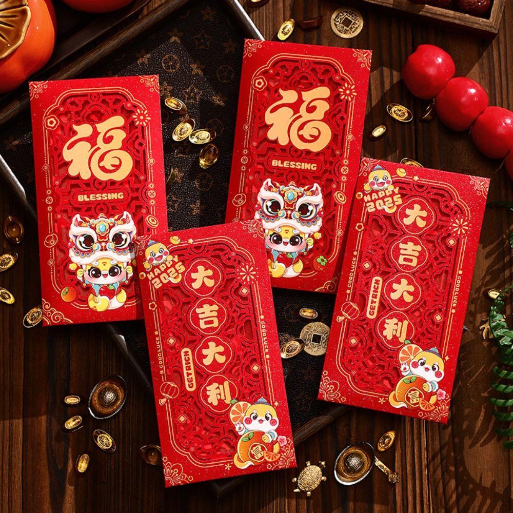 

6pcs Paper New Year Red Pocket Blessing Lucky Money Bags Wedding Birthday Style 2