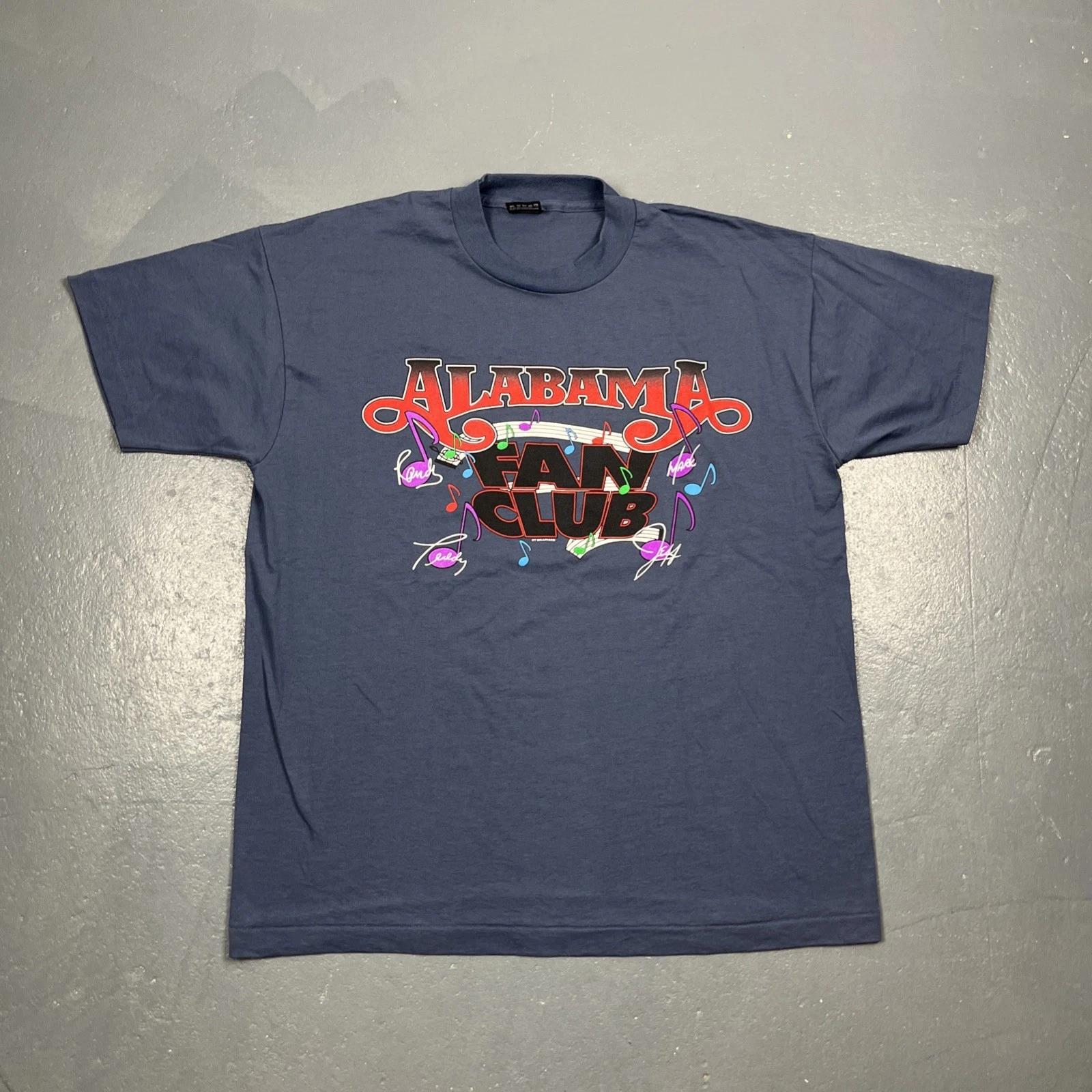 

Vintage Alabama Official Fan Club Member Single Stitch TShirt XL Dbl Sided Blue XL