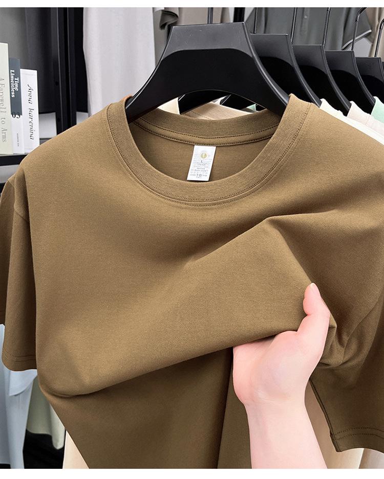 Men's 100% Cotton Casual Short-Sleeve Round Neck T-shirt - Solid Color, Summer Style