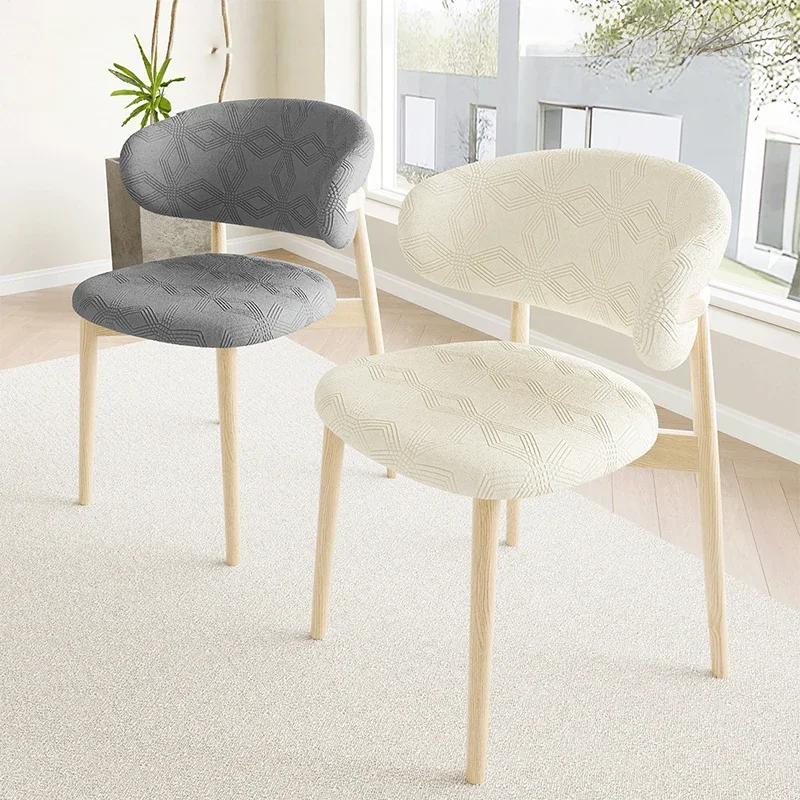 C-Shaped Backrest Chair Cover Stretch Jacquard Short Back Dining Chair Cover Retro Light Luxury Chair Protector for Home Bar