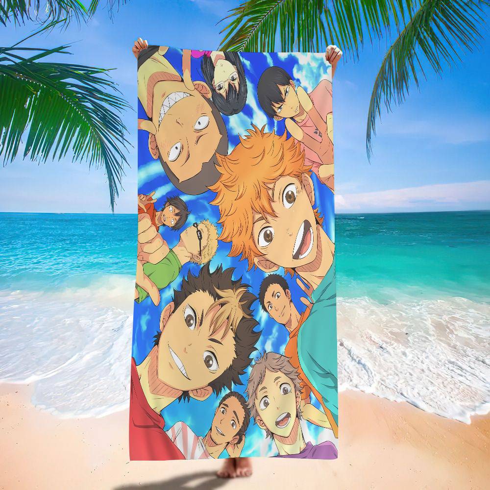 Haikyuu Anime Volleyball Bath Towel Microfiber Soft Water Absorbing Breathable For Girl Kids Decorative Cartoon Beach Towel