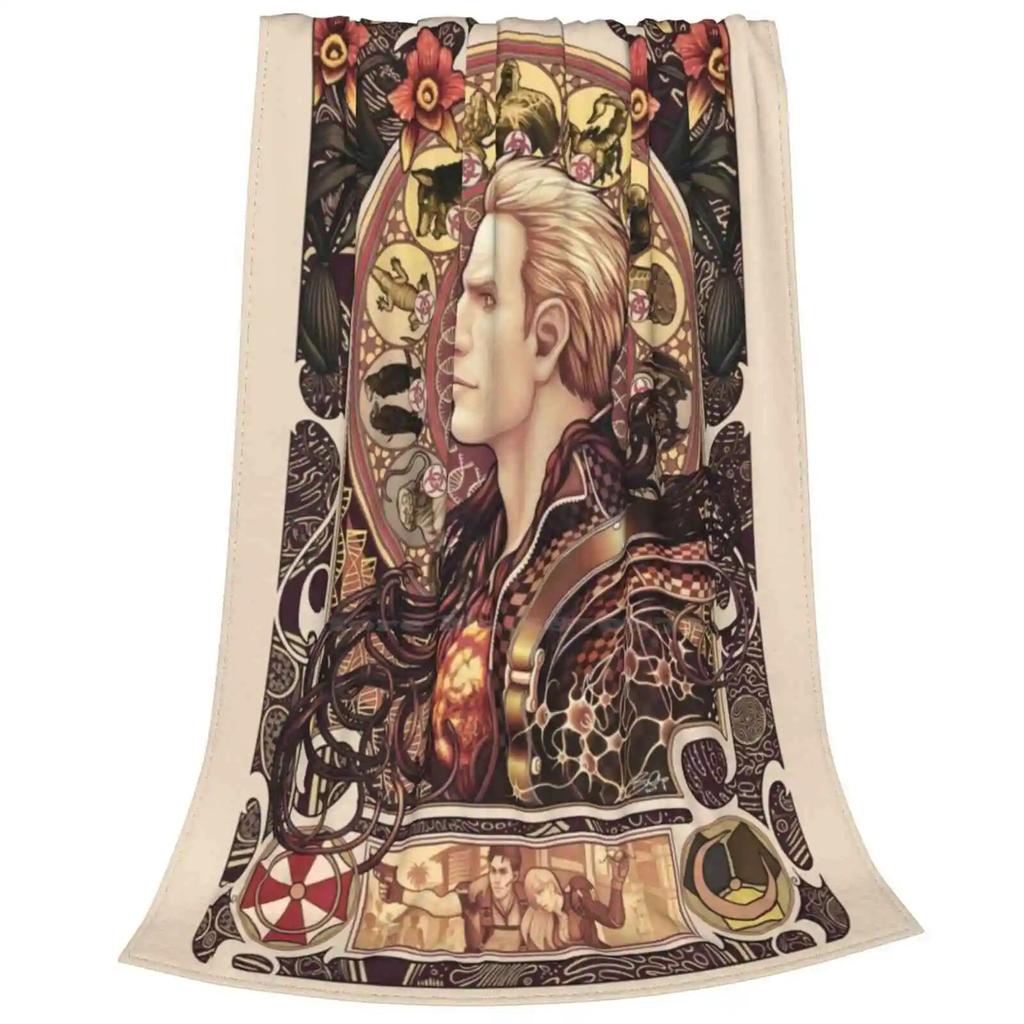 Zagrożenie biologiczne Zodiak Najlepiej sprzedający się pokój Domowy flanelowy koc Kompozycja Studium Mistrz Alphonse Mucha Nouveau Albert Wesker