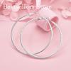 Elegant 925 Sterling Silver 50mm Luxurious Fine Sparkle Large Round Earrings for Women, Wedding Fashion Gift Jewelry