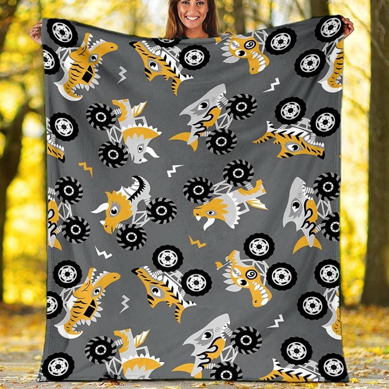 Truck Theme Printed Blanket - Perfect for Couch, Bed, Travel & Outdoor Use | Machine Washable, Cozy & Durable.