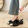 Popular white high-end French thick-heeled bag head sandals women's 2025 new summer wear with skirt and cool single shoes