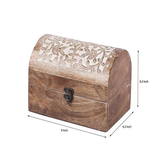 

Набор из 2 деревянных декоративных украшений ручной работы Подарочная коробка Сундук с сокровищами 22,86 см