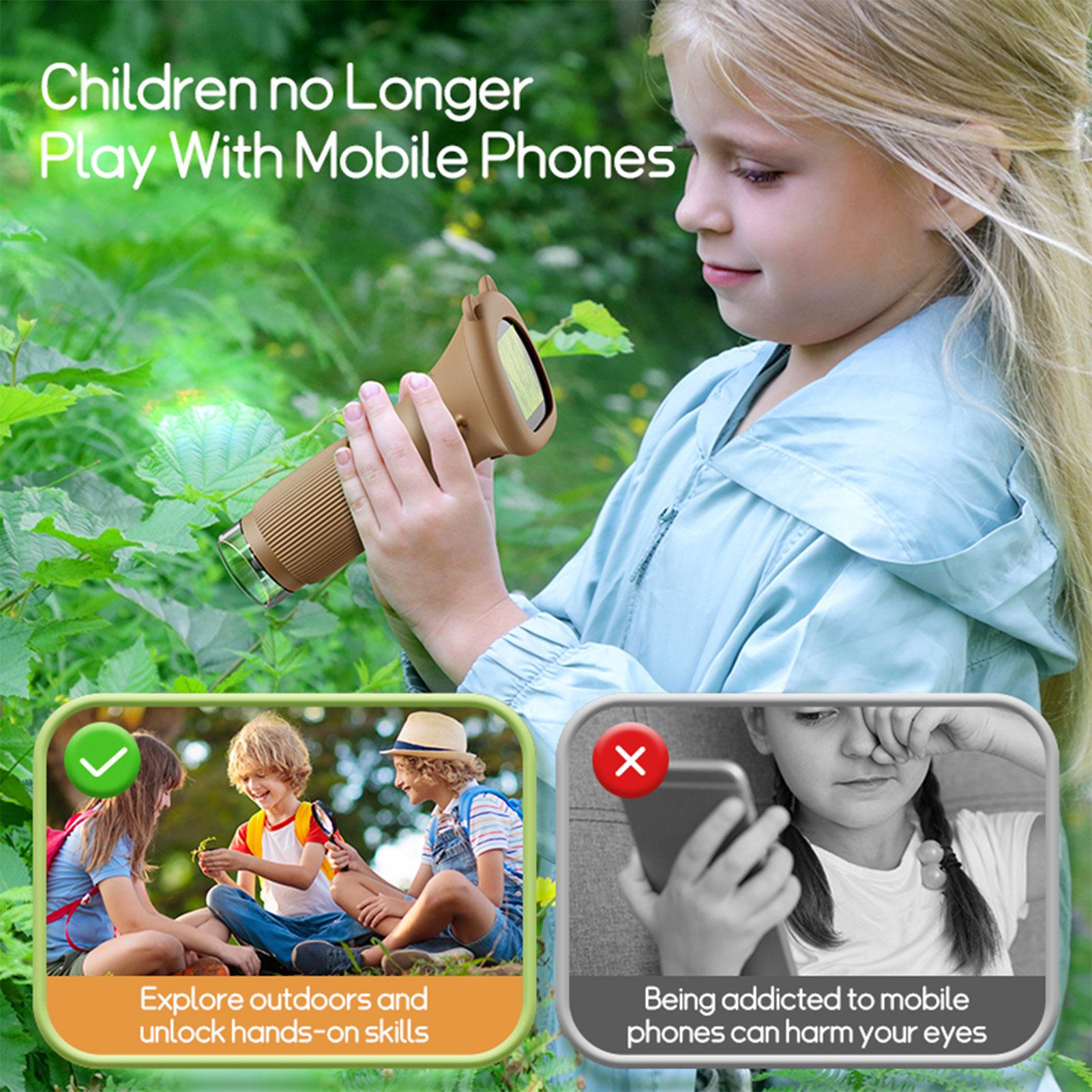 

Kids Portable Digital Microscope 1000X Handheld with 2 Inch Screen Built in Adjustable LED Light коричневий