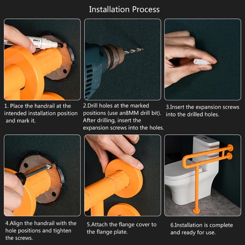 Nonslip Bathroom Handle Elderly Support Shower Rail Toilet Handrail Stainless Steels Grab Bar Easy Installation